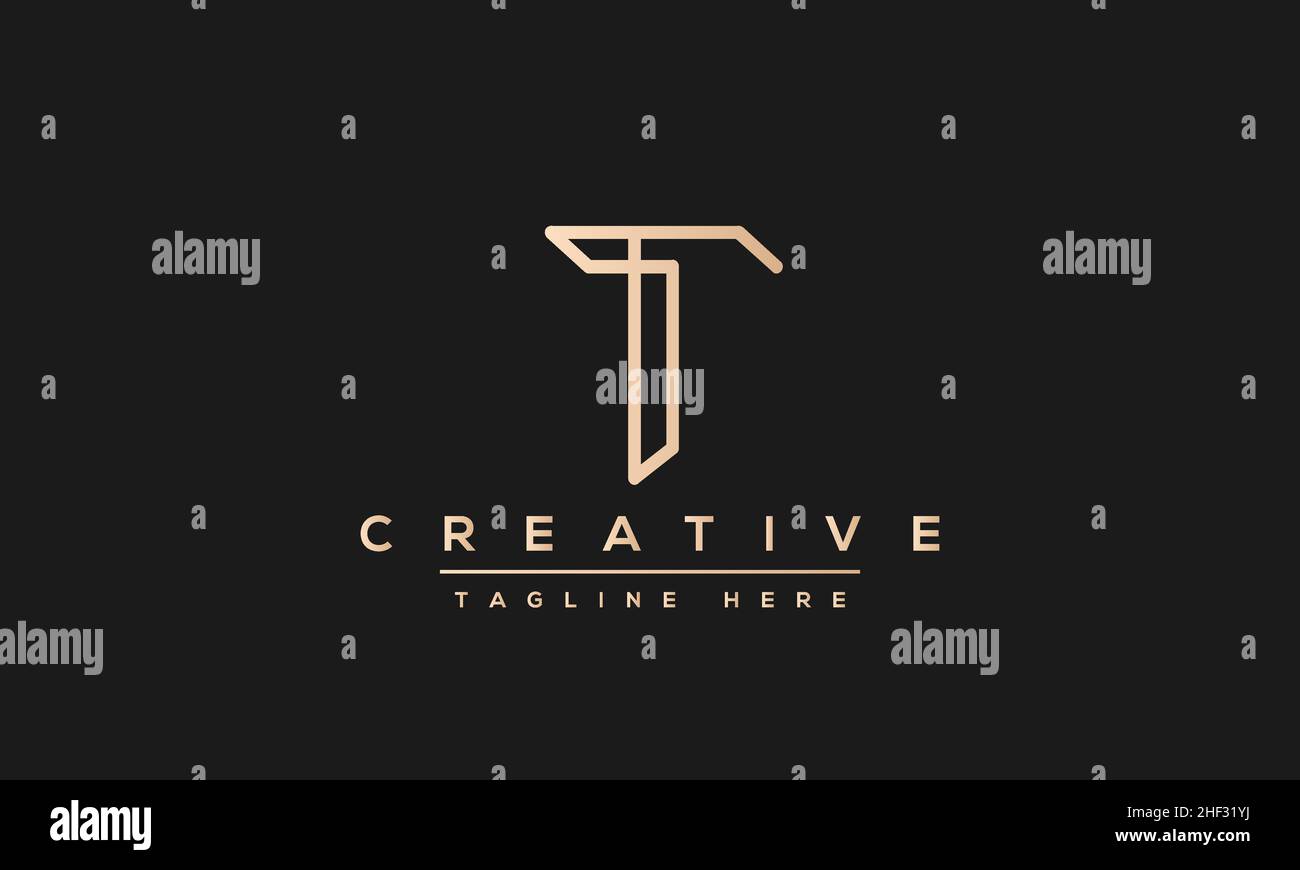 Design e modello moderni e creativi con logo T. T TT sigla basata su monogramma e lettere in vettore Illustrazione Vettoriale