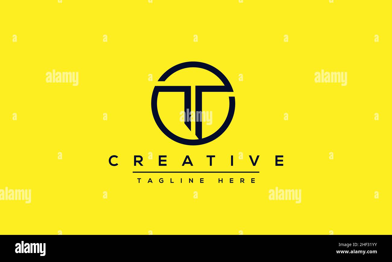 Design e modello moderni e creativi con logo T. T TT sigla basata su monogramma e lettere in vettore Illustrazione Vettoriale