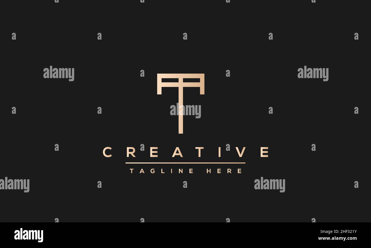 Design e modello moderni e creativi con logo T. T TT sigla basata su monogramma e lettere in vettore Illustrazione Vettoriale