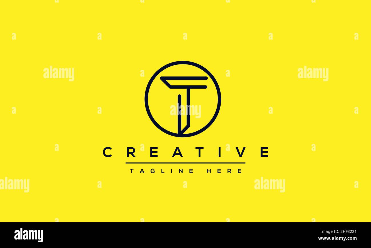 Design e modello moderni e creativi con logo T. T TT sigla basata su monogramma e lettere in vettore Illustrazione Vettoriale