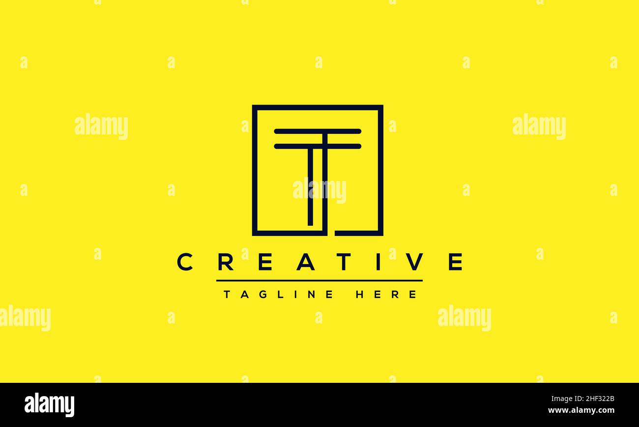 Design e modello moderni e creativi con logo T. T TT sigla basata su monogramma e lettere in vettore Illustrazione Vettoriale