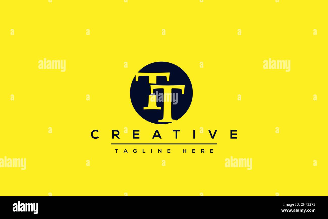 Design e modello moderni e creativi con logo T. T TT sigla basata su monogramma e lettere in vettore Illustrazione Vettoriale