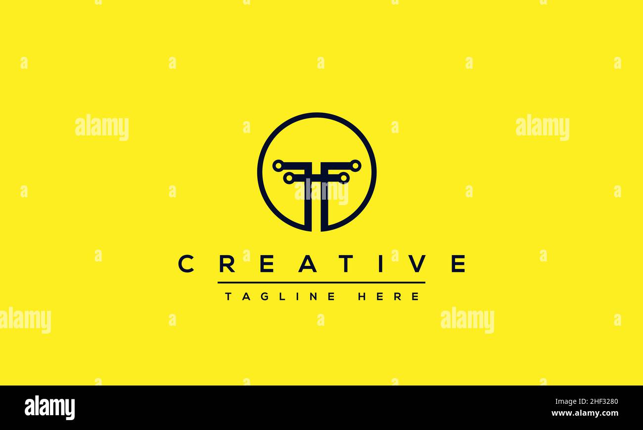 Design e modello moderni e creativi con logo T. T TT sigla basata su monogramma e lettere in vettore Illustrazione Vettoriale