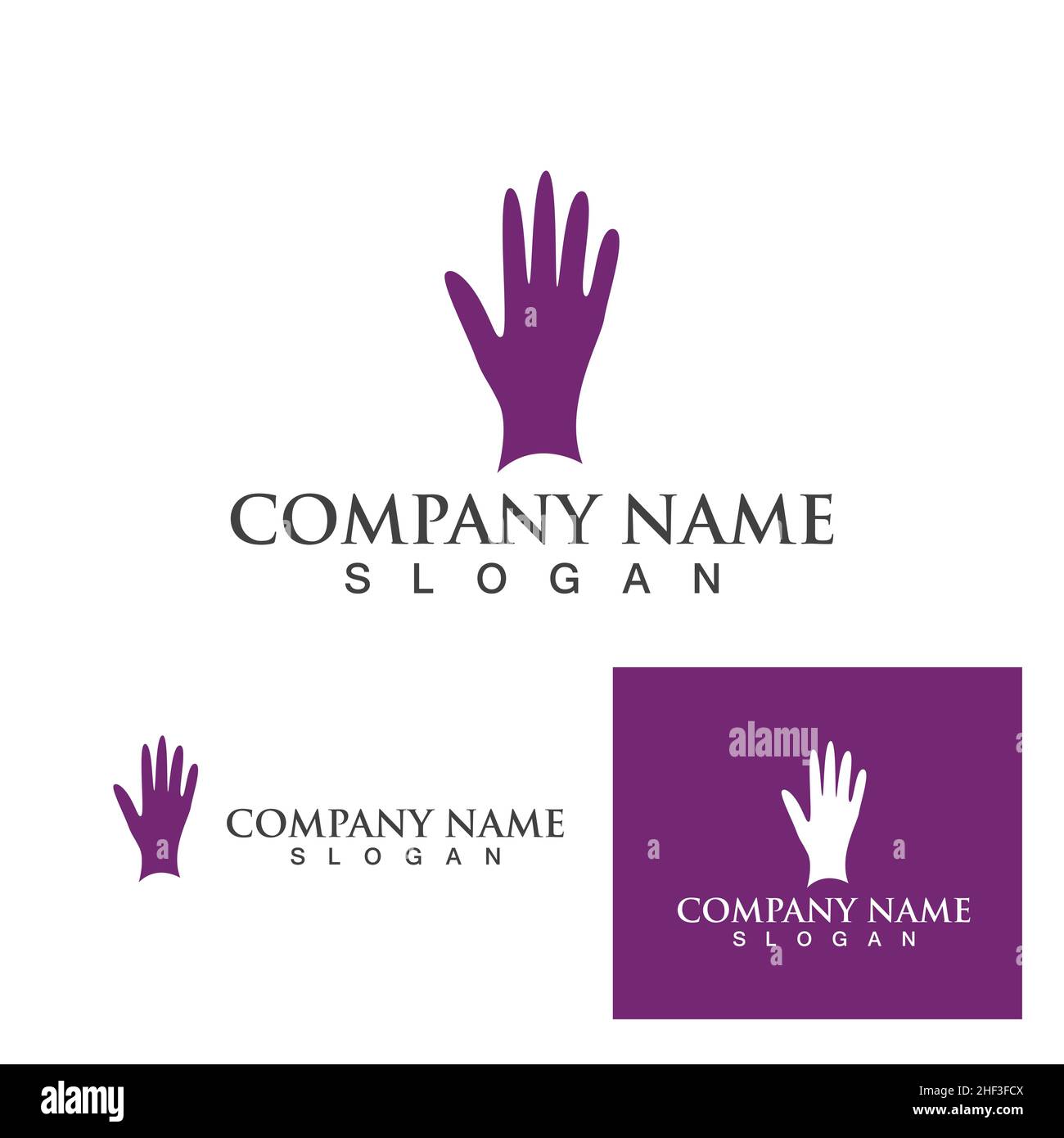 Logo per la cura della mano e vettore di simboli Illustrazione Vettoriale