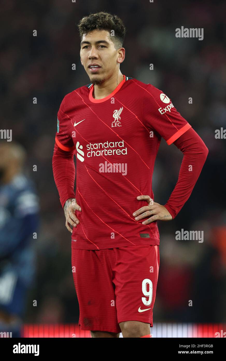 Liverpool, Regno Unito. 13th Jan 2022. Roberto Firmino di Liverpool durante la partita della Carabao Cup ad Anfield, Liverpool. Il credito dell'immagine dovrebbe leggere: Darren Staples/Sportimage Credit: Sportimage/Alamy Live News Foto Stock