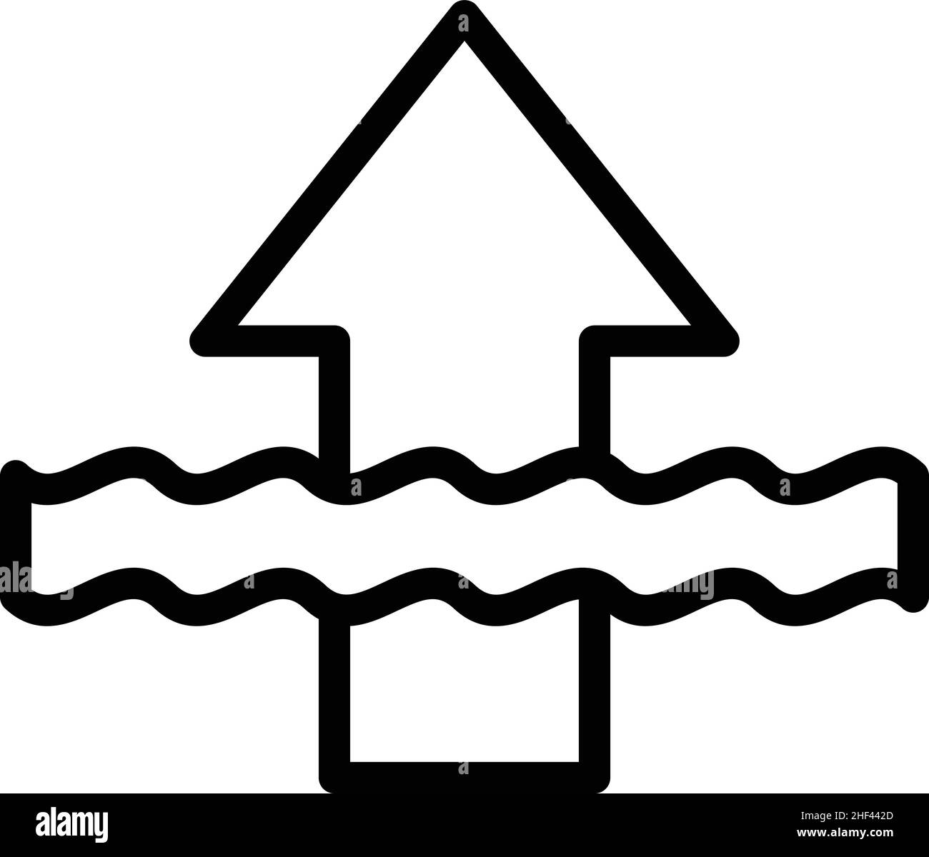 Rise Water icona contorno vettore. Livello del mare. Cambiamenti climatici Illustrazione Vettoriale