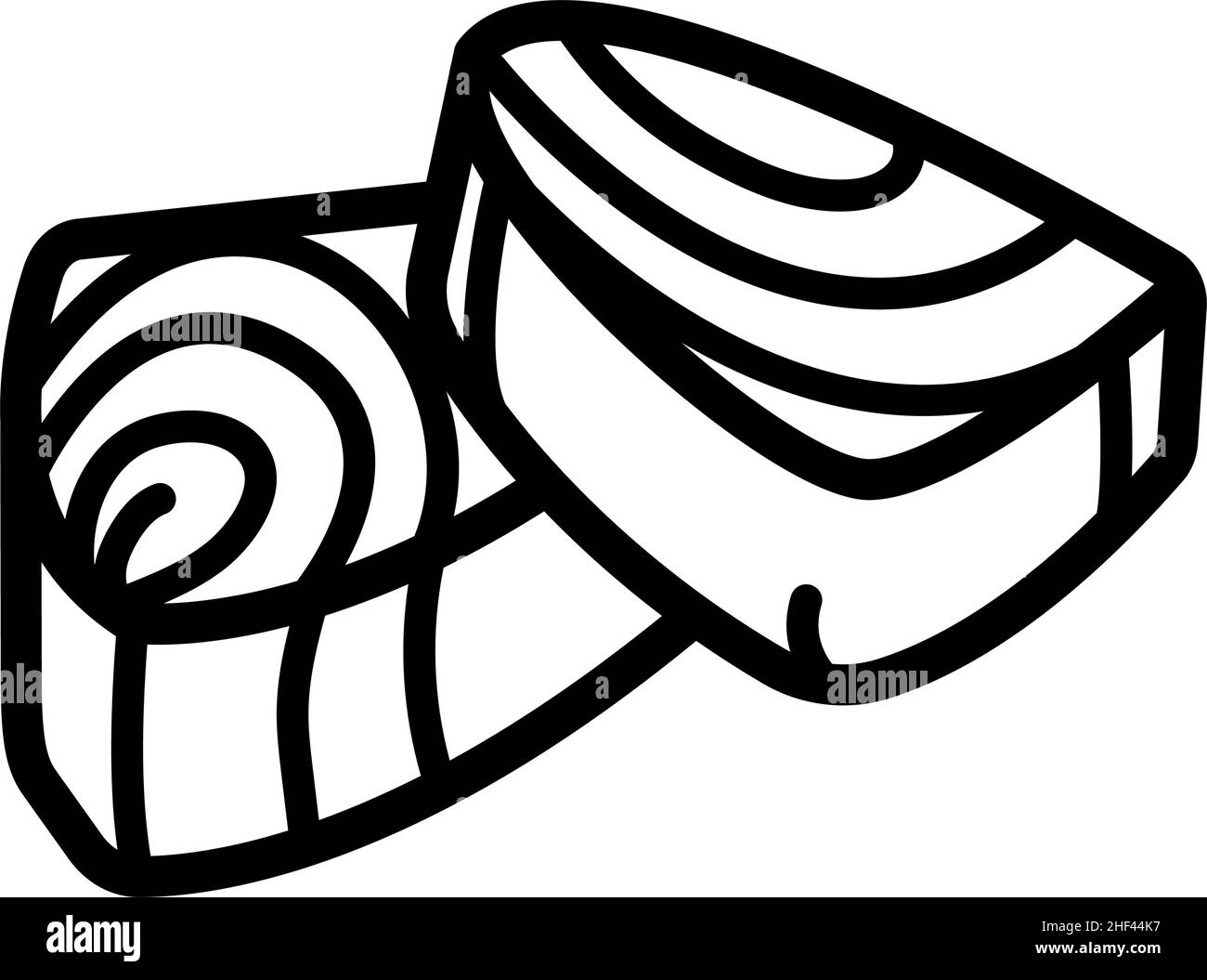 Illustrazione del contorno del tonno fresco. Icona bistecca di pesce isolato su sfondo bianco. Illustrazione Vettoriale