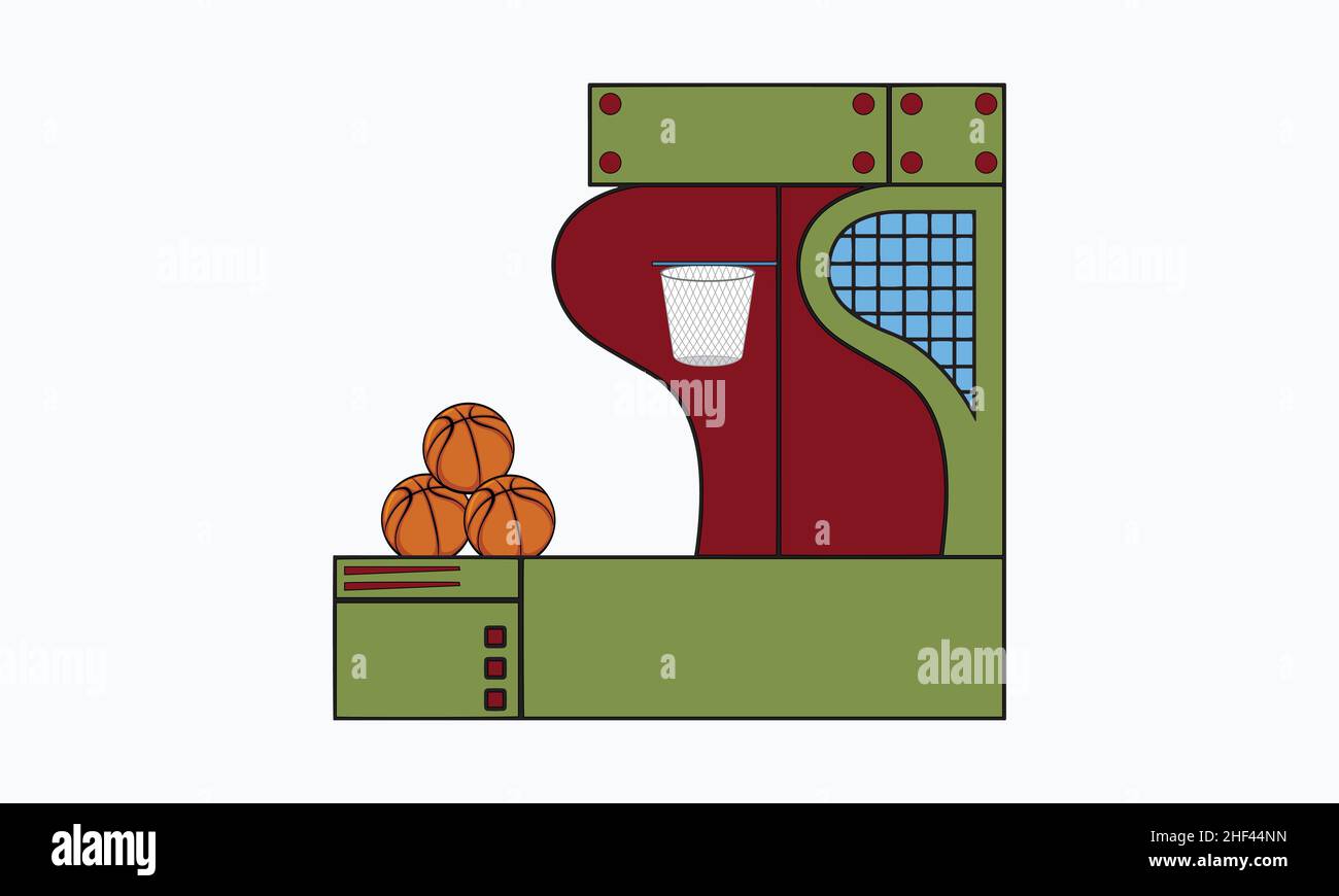 arcade video gioco design, basket Illustrazione Vettoriale