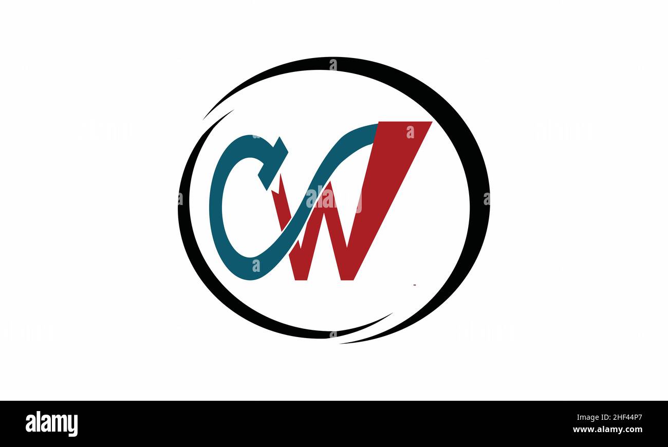 Lettere alfabetiche iniziali logo monogramma CW, WC, C e W. Illustrazione Vettoriale