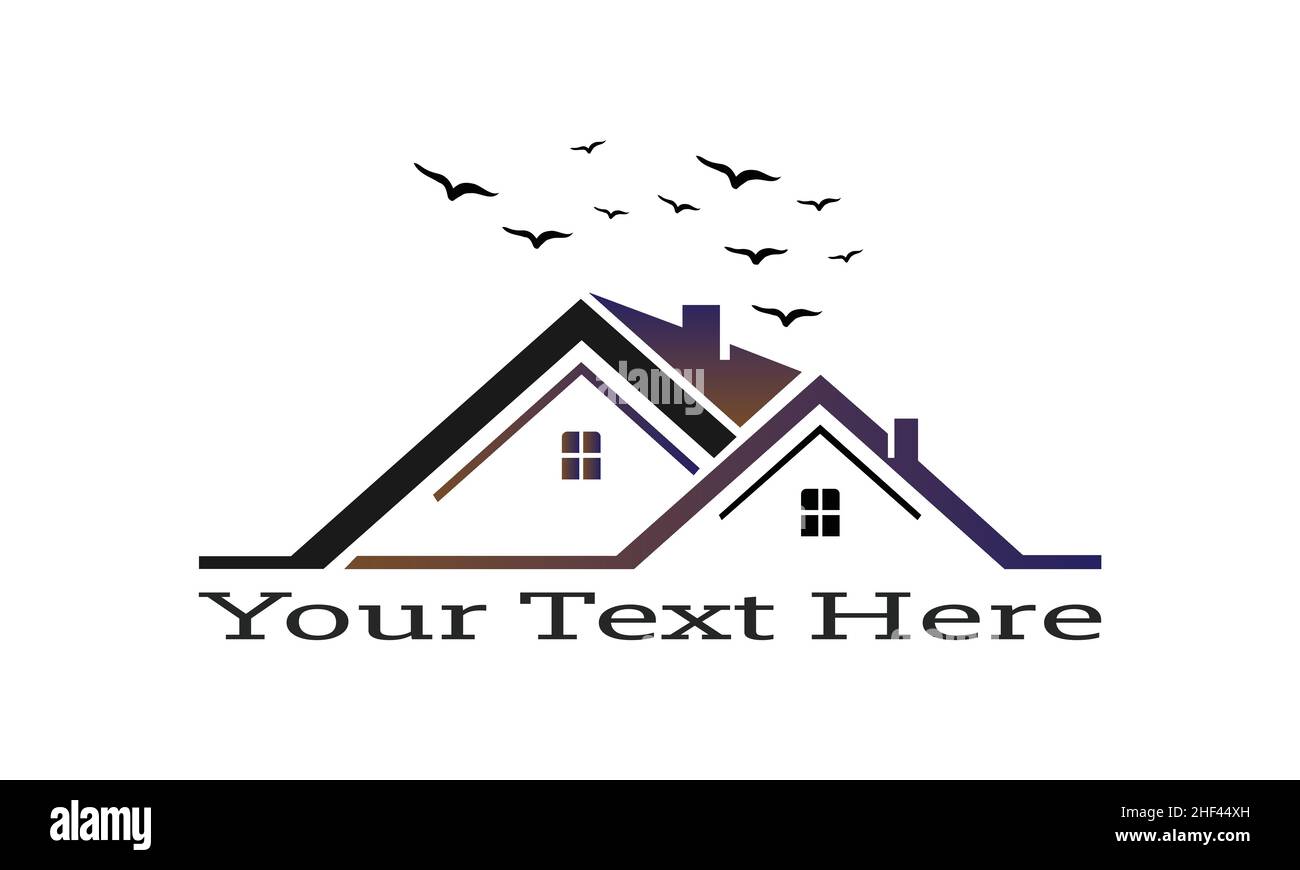 Vendita, casa con finestre e porte logo vettoriale simbolo design. Splendidi logo creativi Illustrazione Vettoriale