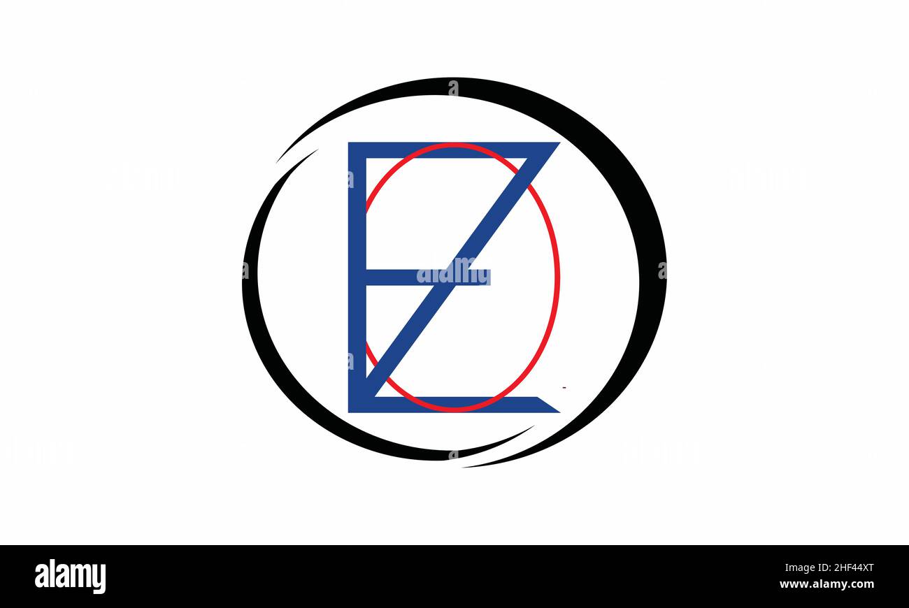 lettera iniziale ez, ze cerchio collegato logo in lettere minuscole nero Illustrazione Vettoriale
