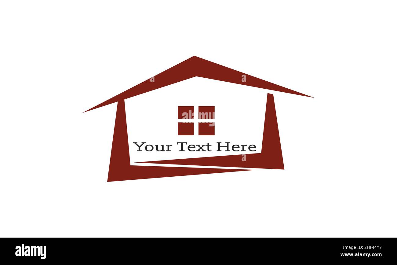 Vendita, casa con finestre e porte logo vettoriale simbolo design. Splendidi logo creativi Illustrazione Vettoriale