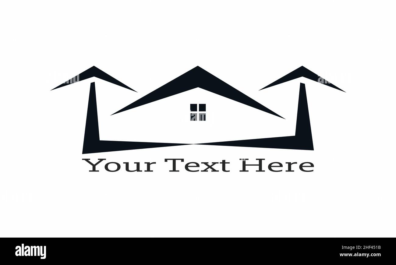 Vendita, casa con finestre e porte logo vettoriale simbolo design. Splendidi logo creativi Illustrazione Vettoriale