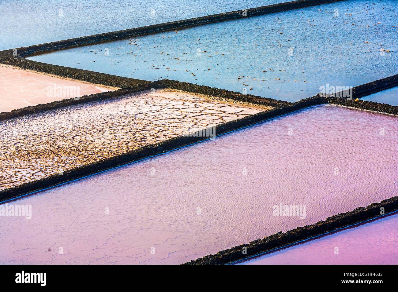 Dettaglio del bacino di sale in Salinas de Janubio, Lanzarote Foto Stock