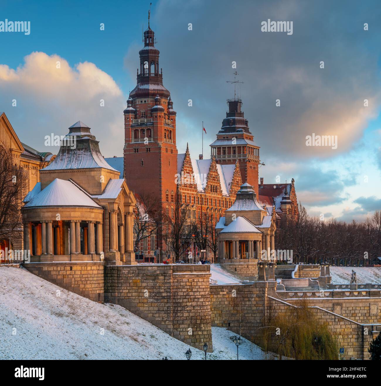 Terrazza Haken a Szczecin in una mattinata d'inverno Foto Stock