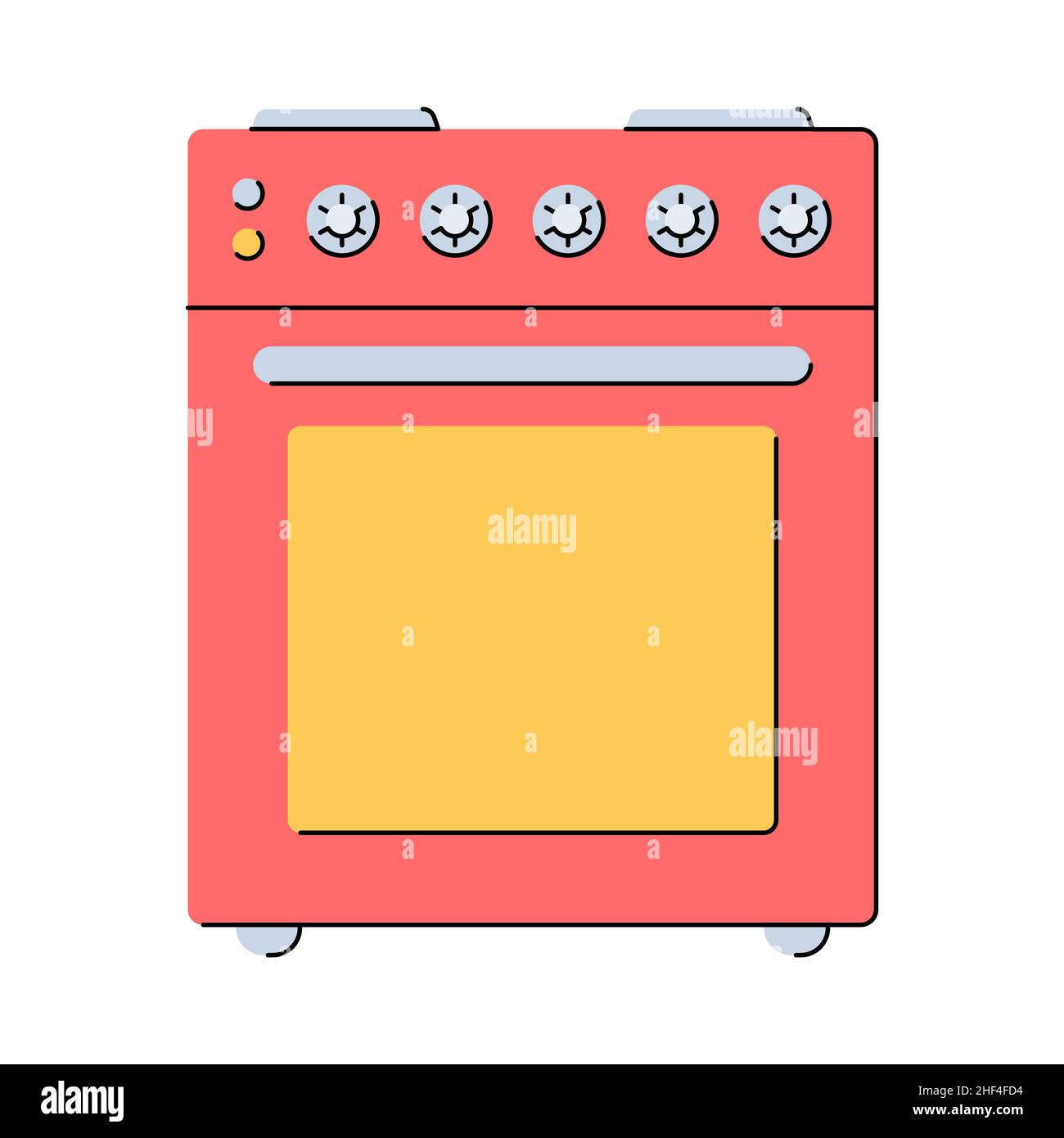 Stufa elettrica. Elettrodomestici da cucina. Stile piatto. Illustrazione vettoriale isolata su sfondo bianco. Illustrazione Vettoriale