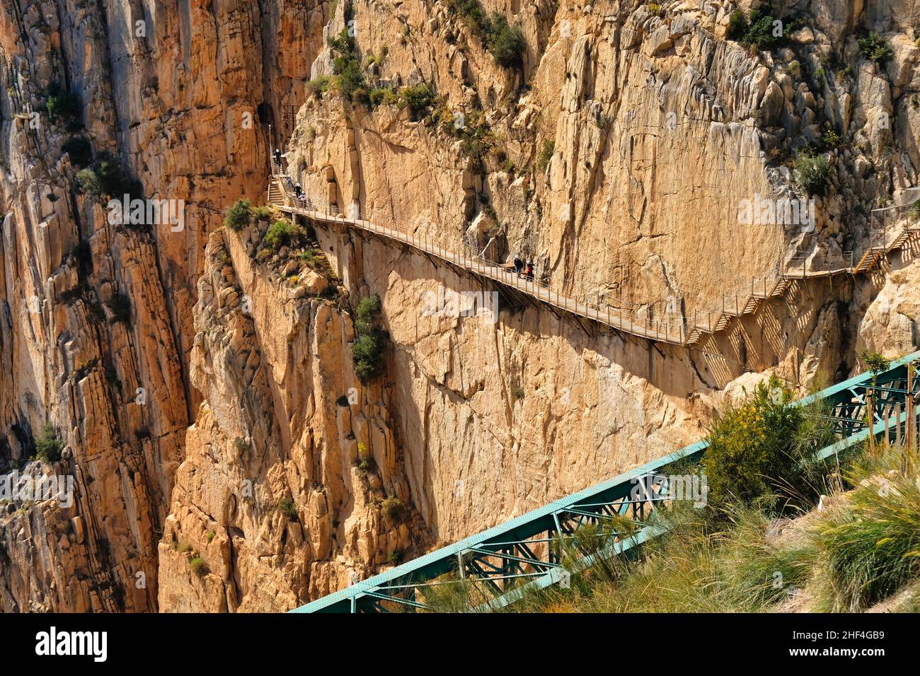 Percorso pericoloso nella gola del Caminito del Rey a Malaga (Spagna) Foto Stock