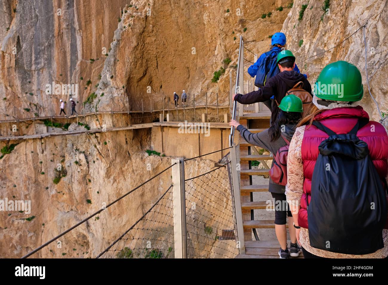 Pista sospesa pericolosa di Caminito del Rey in Spagna Foto Stock