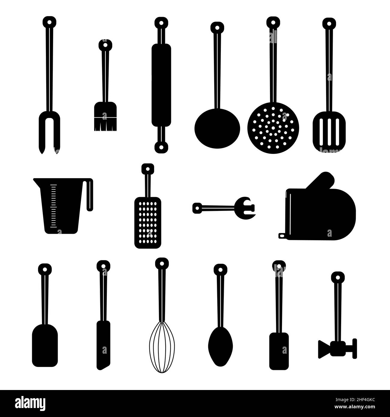 Utensili da cucina. Set di utensili da cucina. Illustrazione Vettoriale