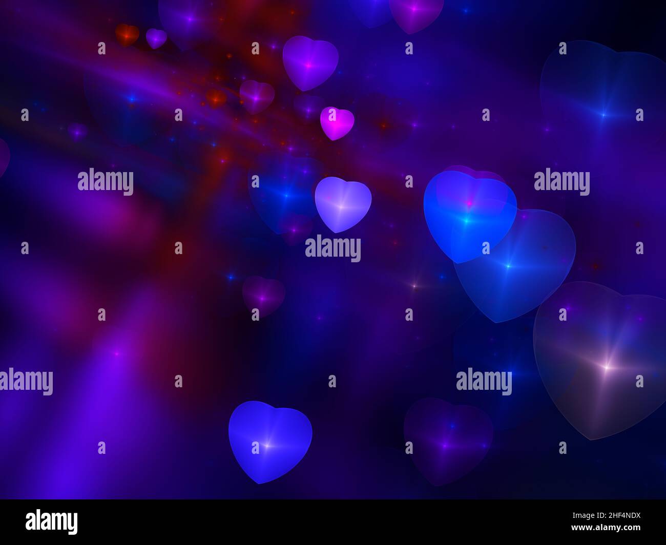 Sfondo sfocato astratto - cuori e punti luminosi Foto Stock