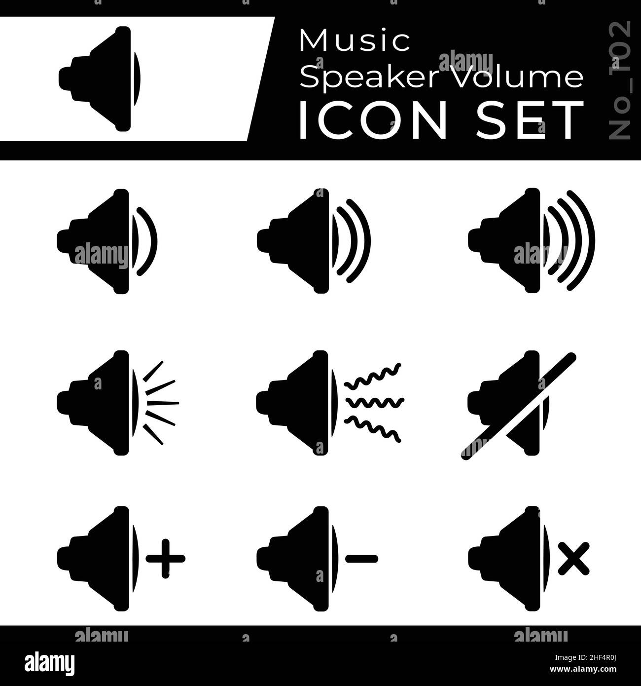 Icone del volume dell'altoparlante audio impostate. Vettore e illustrazione. Illustrazione Vettoriale