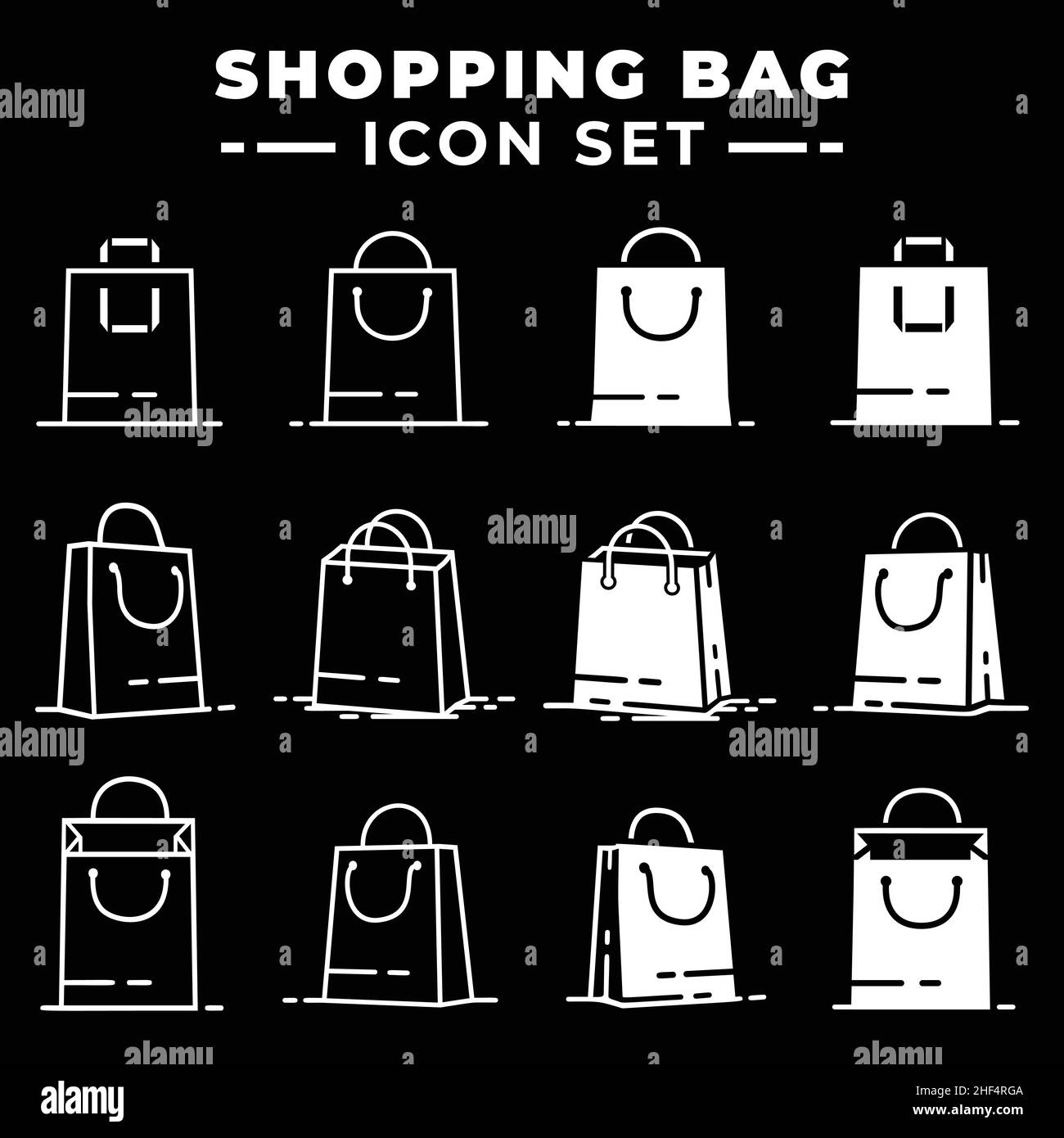 Set di icone per la shopping bag. Collezione di shopping bag icona. Vettore e illustrazione. Illustrazione Vettoriale
