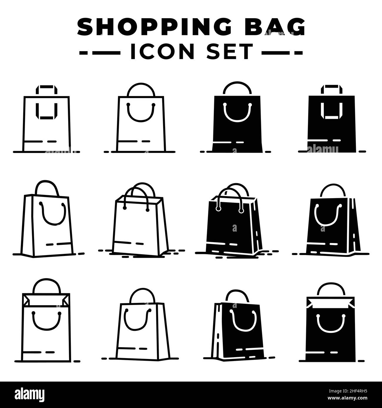Set di icone per la shopping bag. Collezione di shopping bag icona. Vettore e illustrazione. Illustrazione Vettoriale