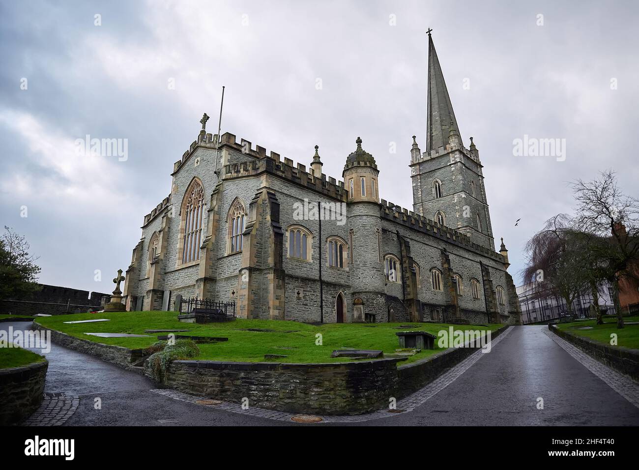 Cattedrale di St Columb. Città di Derry, Irlanda del Nord. Formato orizzontale Foto Stock