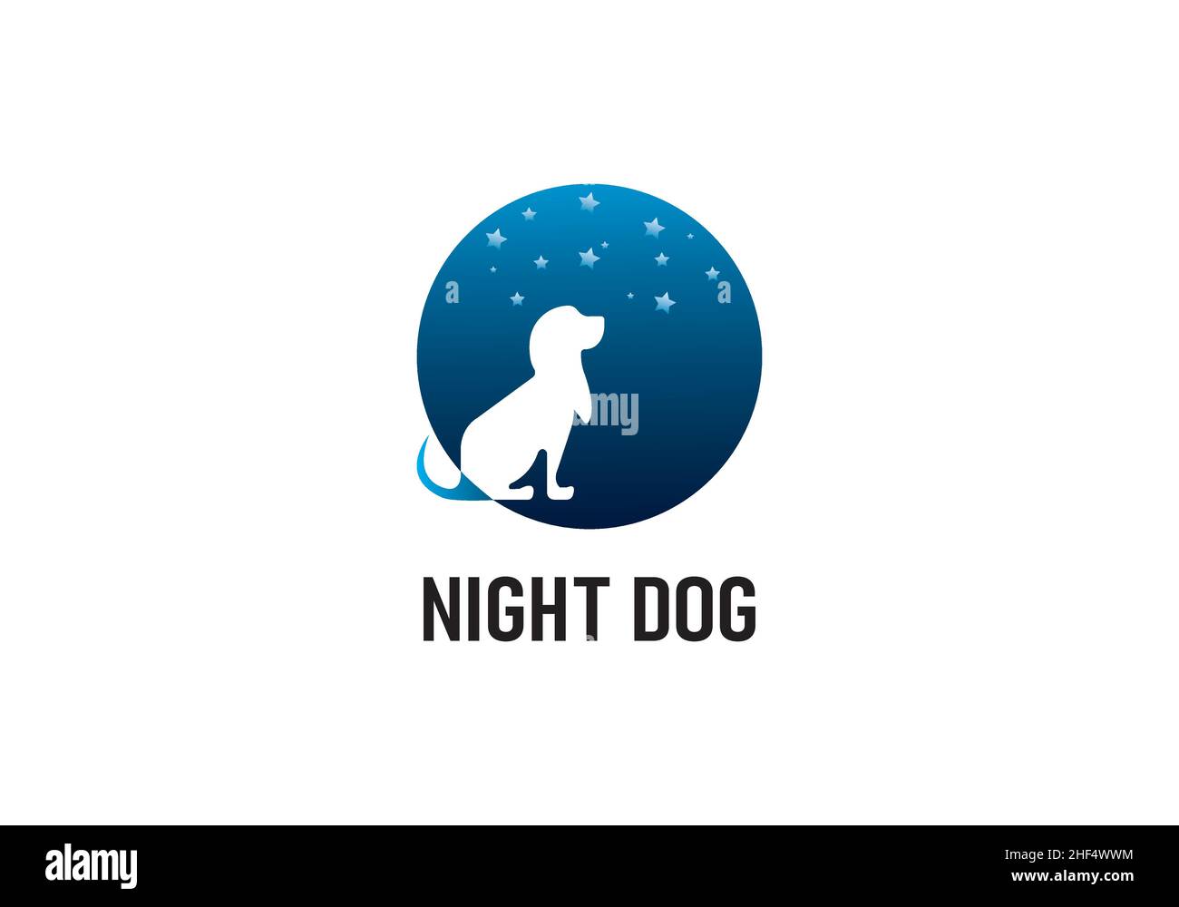 modello di design con logo night dog. Illustrazione Vettoriale