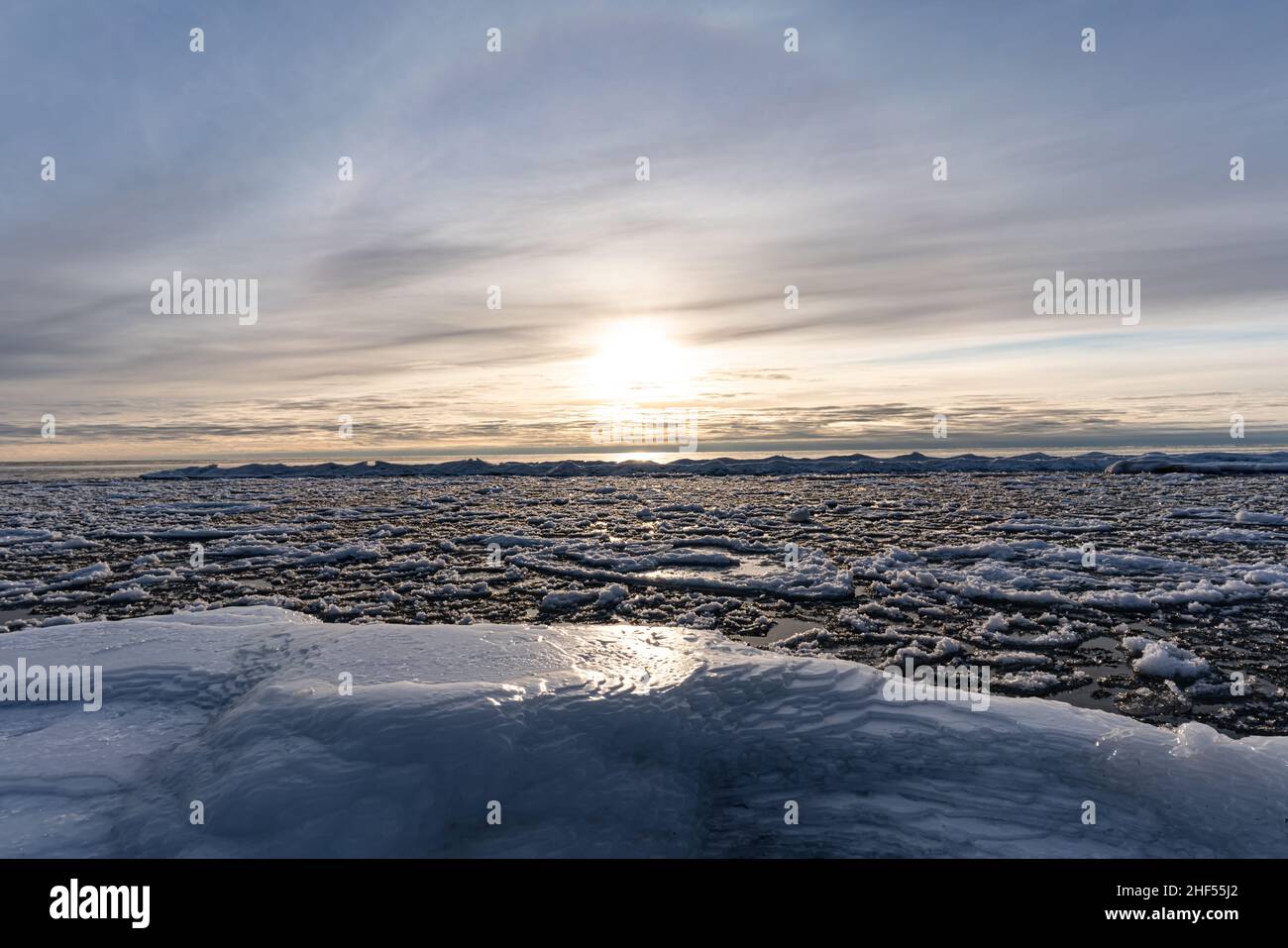 Tramonto mentre si escursioni sulla costa di Ice Burg Foto Stock