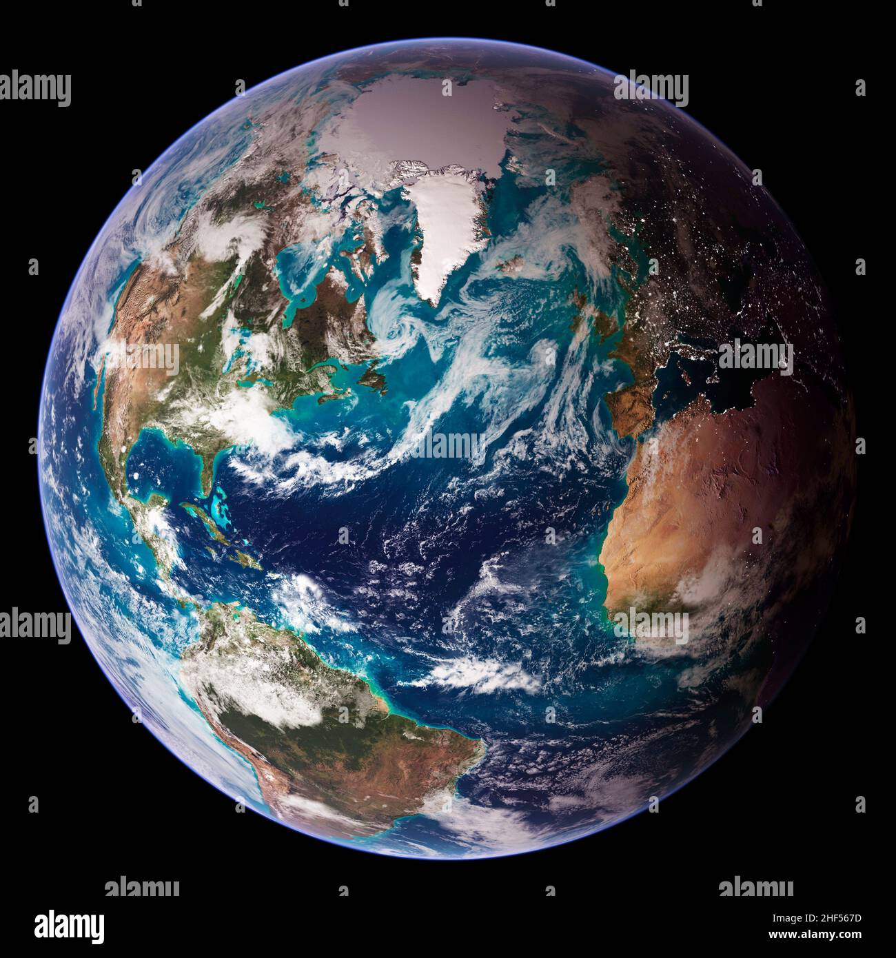 NASA Blue Marble 2007 West catturato dallo spettroradiometro di imaging a risoluzione moderata sul satellite NASA Terra nel luglio 2004. Foto Stock