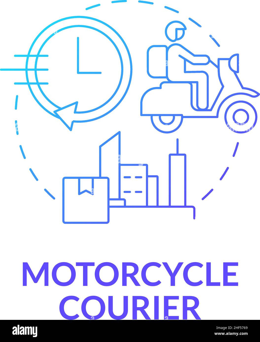 Icona del concetto di gradiente blu del corriere del motociclo Illustrazione Vettoriale