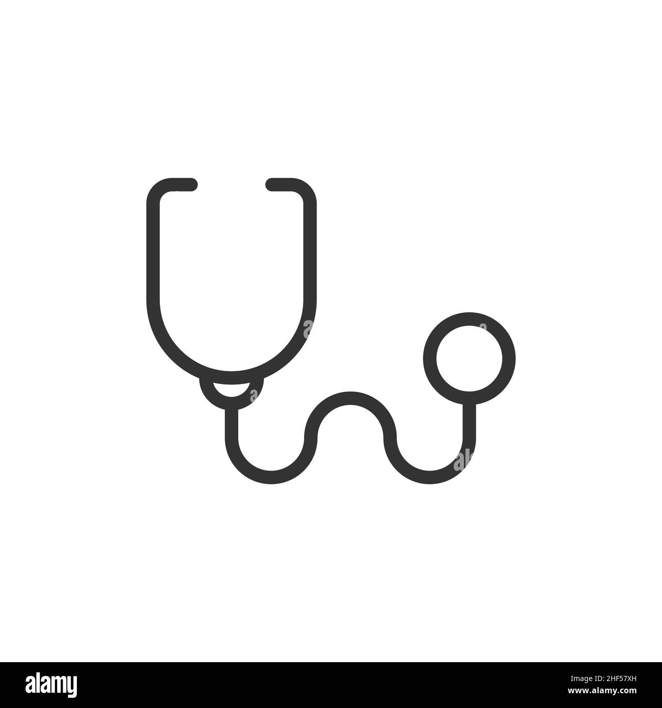 Icona stetoscopio in stile piatto. Illustrazione del vettore diagnostico cardiaco su sfondo isolato. Medicina segno di business concetto. Illustrazione Vettoriale