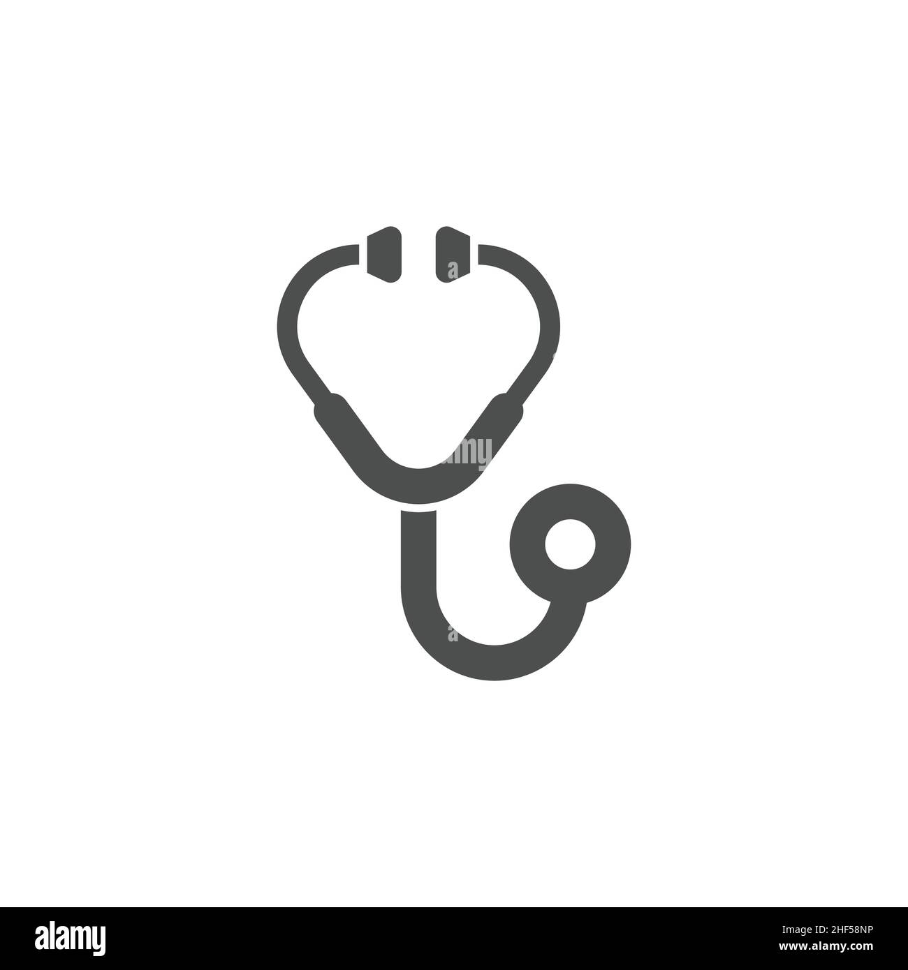 Icona stetoscopio in stile piatto. Illustrazione del vettore diagnostico cardiaco su sfondo isolato. Medicina segno di business concetto. Illustrazione Vettoriale