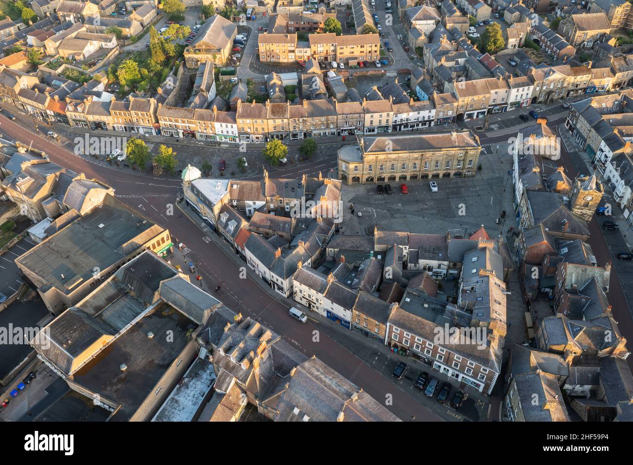 Alnwick Town, Centro dall'aria, Northumberland Foto Stock