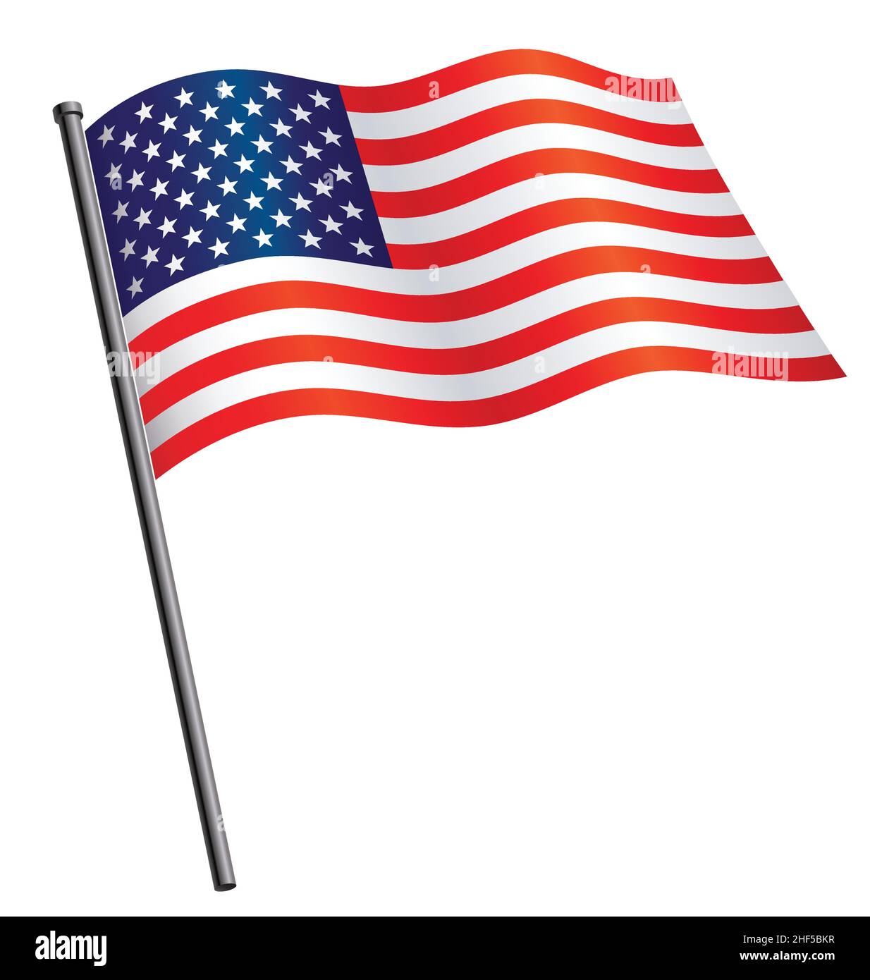 bandiera americana classica degli stati uniti che vola sul vettore palo della bandiera isolato su sfondo bianco Illustrazione Vettoriale