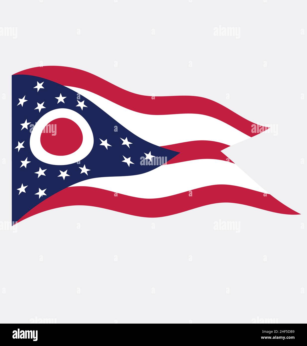 esatto ohio oh stato corretto bandiera volare ondeggiante icona isolato Illustrazione Vettoriale
