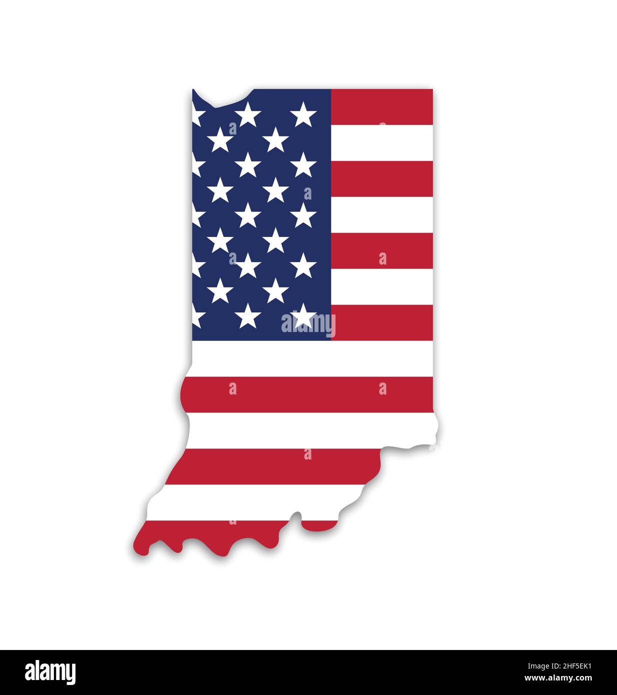 usa bandiera americana in indiana stato mappa forma simbolo icona vettore isolato su sfondo bianco Illustrazione Vettoriale