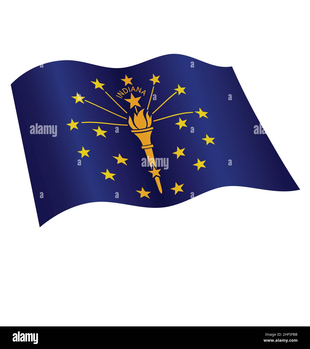 preciso corretto indiana in bandiera di stato flying wonding vettore di seta isolato su sfondo bianco Illustrazione Vettoriale