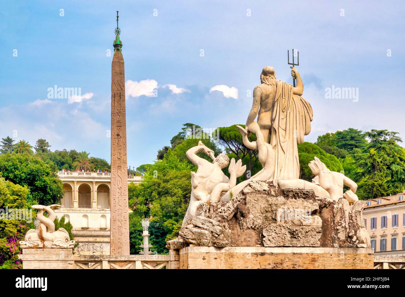Piazza del Popolo vista da Via Ferdinando di Savoia, Roma Italia Foto Stock