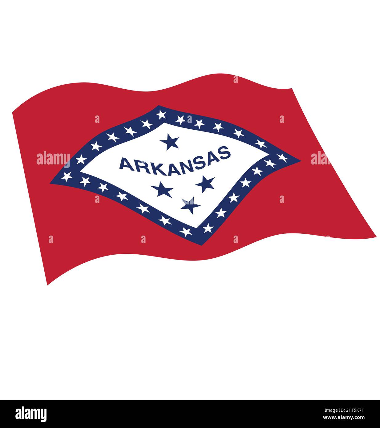 vettore d'onda della bandiera dell'arkansas ar isolato su sfondo bianco Illustrazione Vettoriale