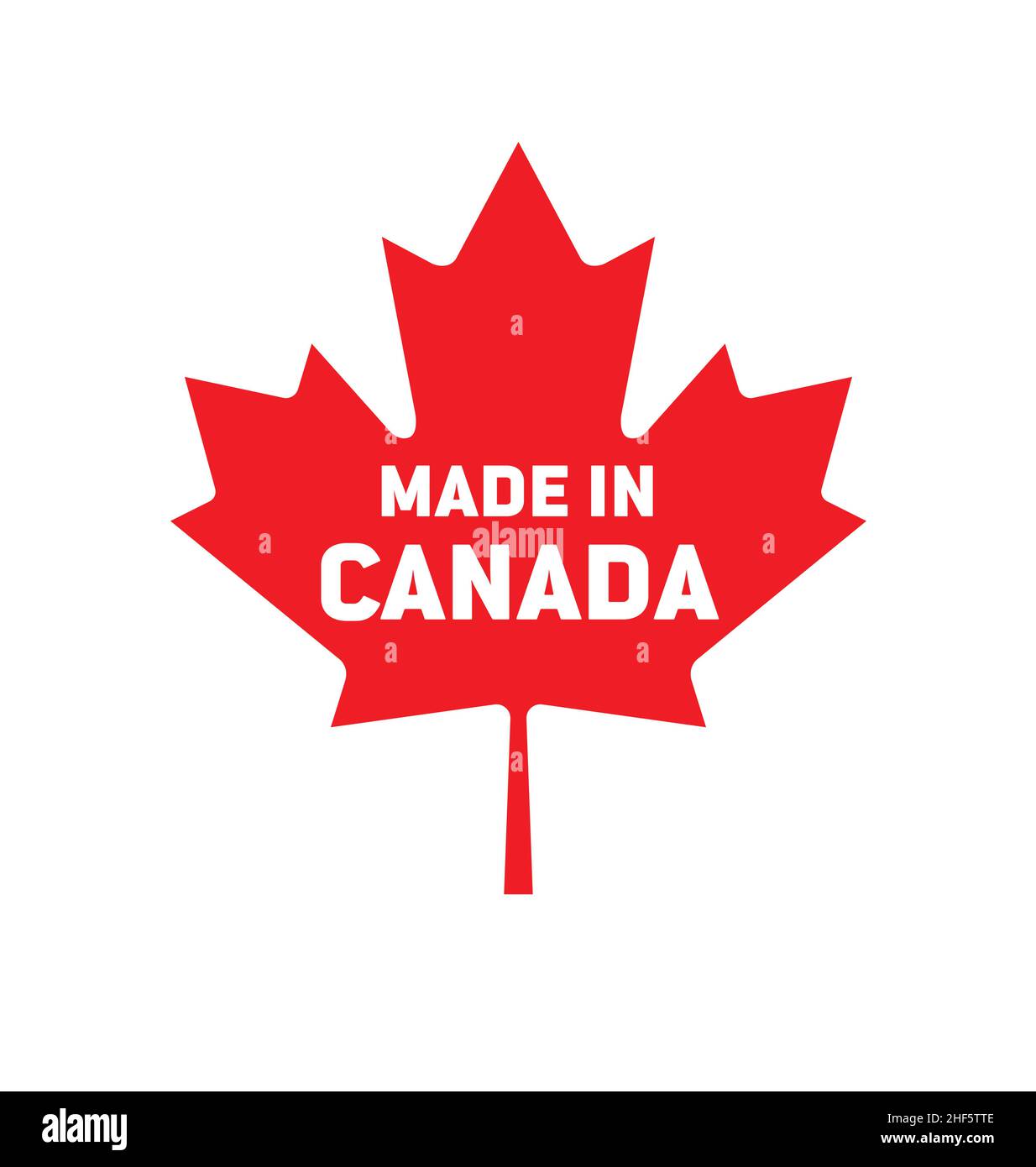 Made in Canada foglia di acero semplice logo icona rosso vettore canadese isolato su sfondo bianco Illustrazione Vettoriale
