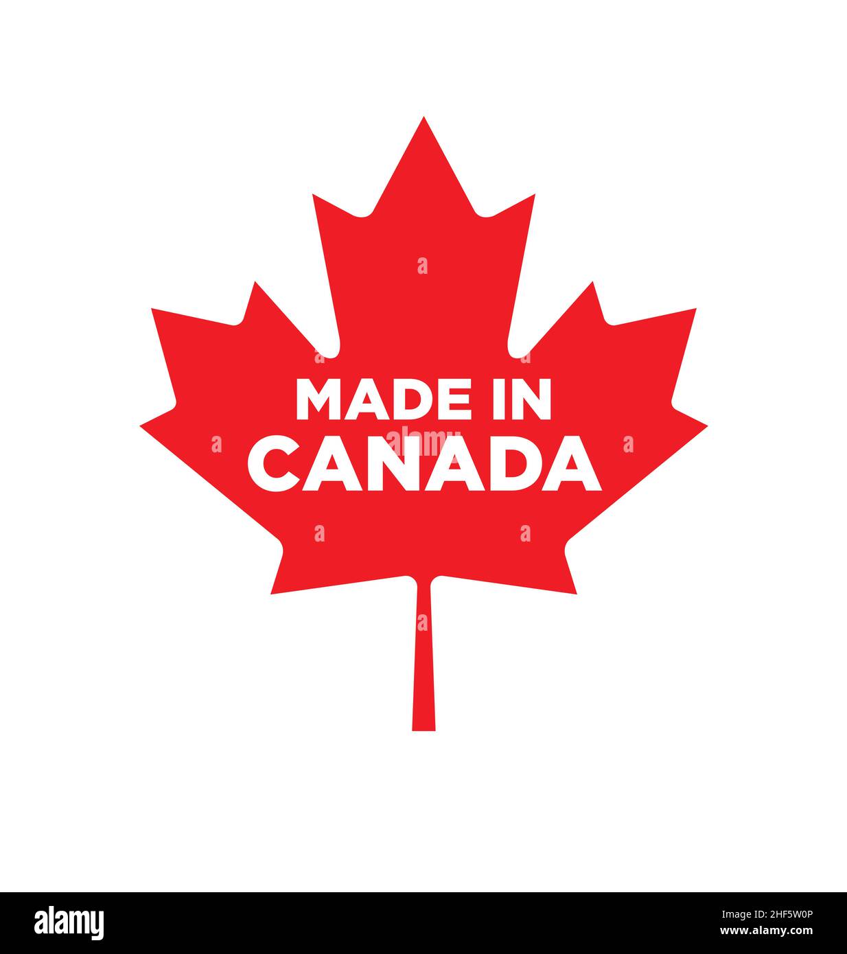 Made in Canada foglia di acero semplice logo icona rosso vettore canadese isolato su sfondo bianco Illustrazione Vettoriale