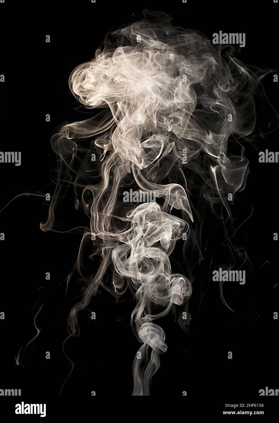 Niente fumo senza fuoco, una colonna di mantici di fumo bianco verso l'alto Foto Stock