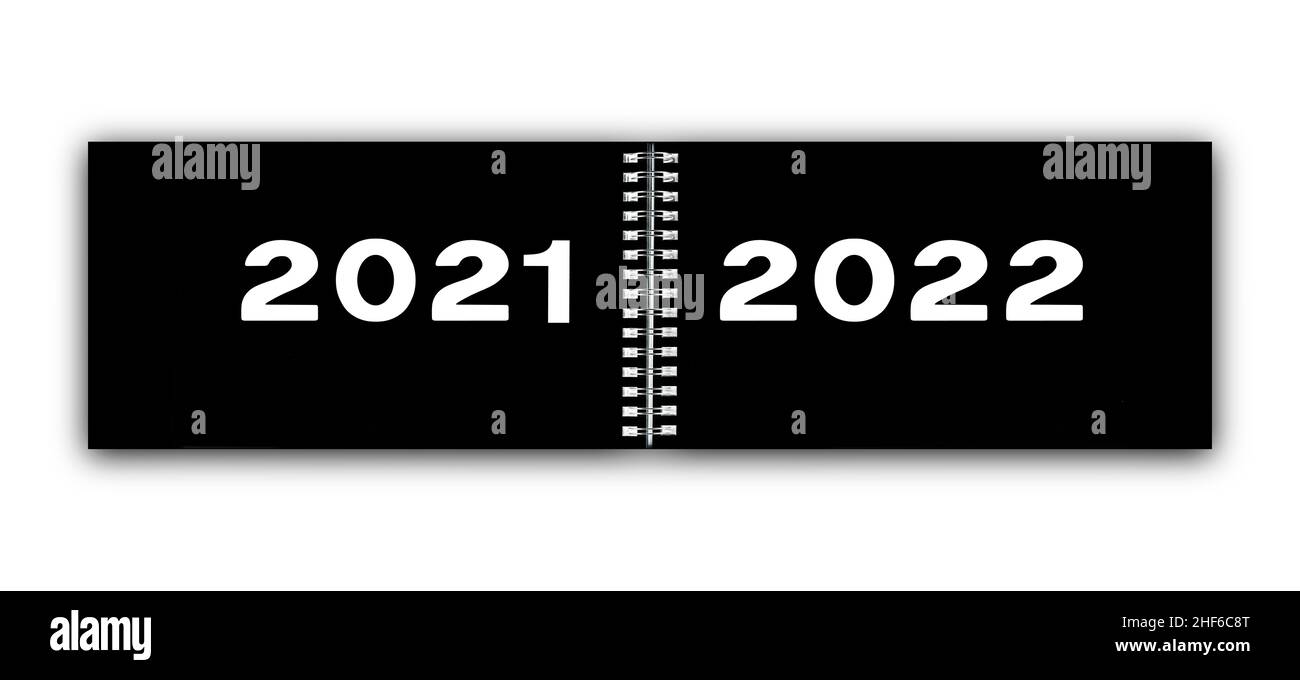 Calendario con l'inizio dell'anno dal 2021 al 2022 Foto Stock