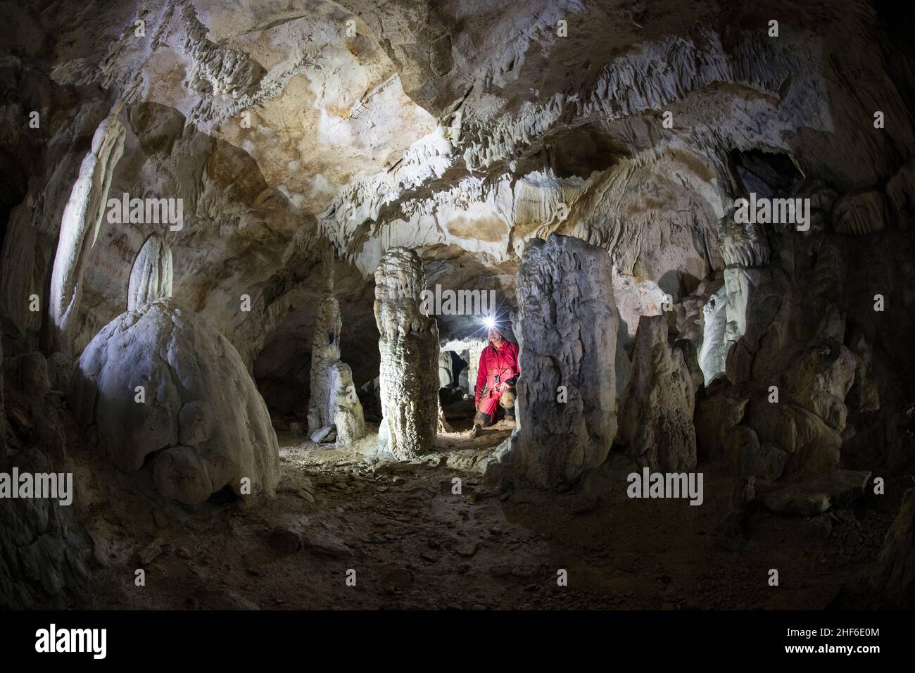 Grotta di stalattiti in Francia, Grottes de Vaux Foto Stock