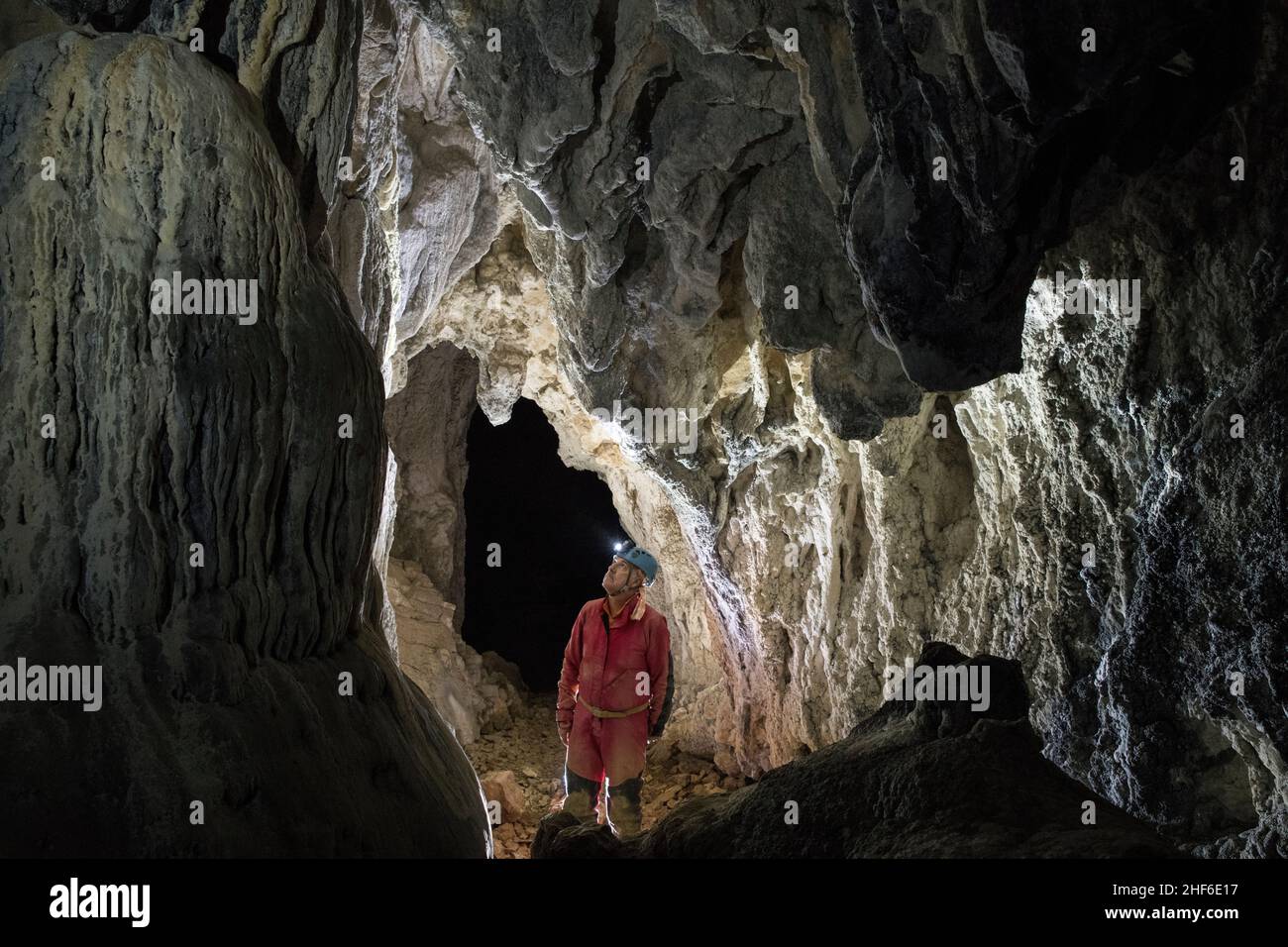 Grotta di stalattiti in Francia, Baume Archee Foto Stock