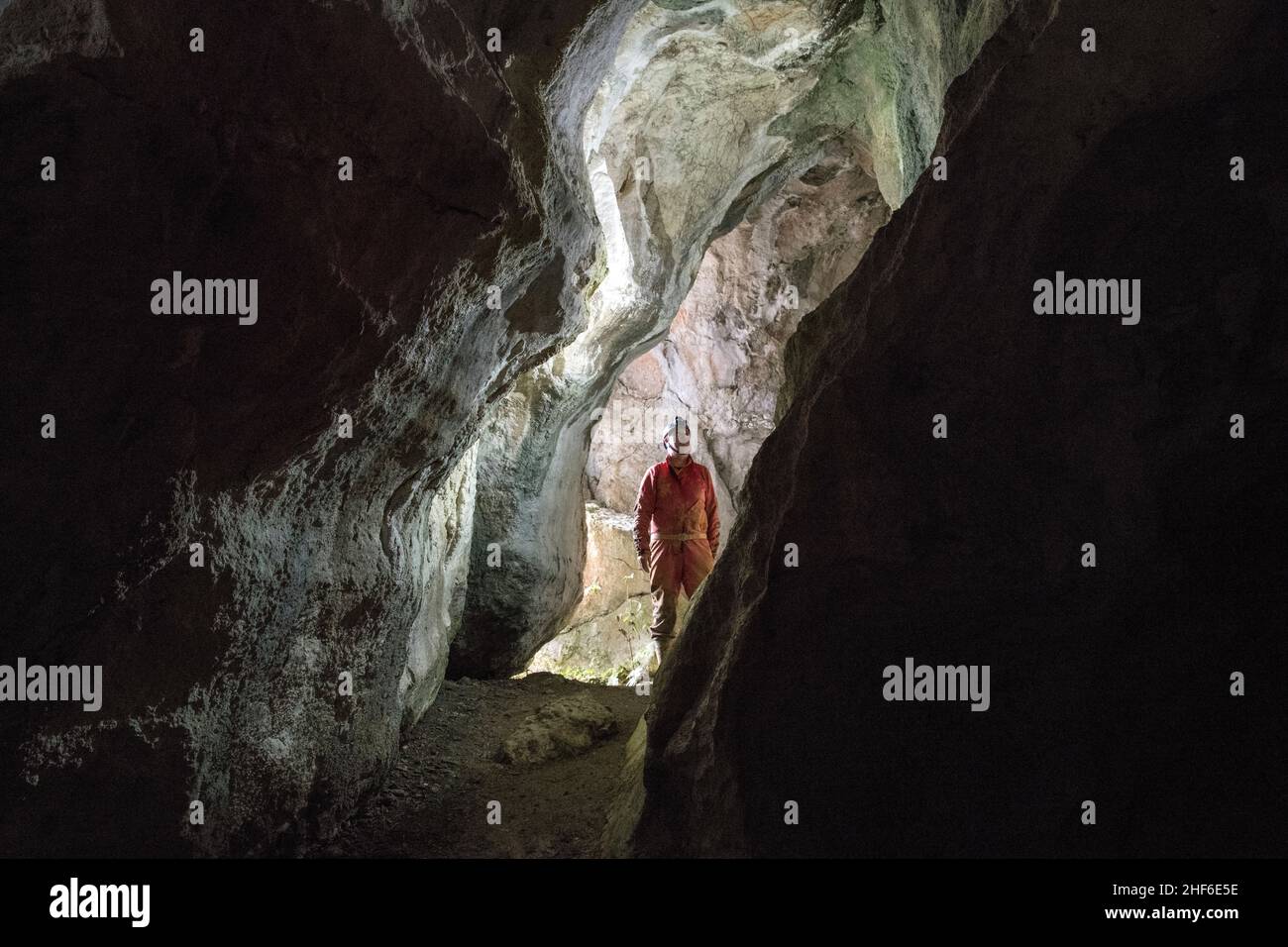 Grotta di stalattiti in Francia, Grotte du Memont Foto Stock