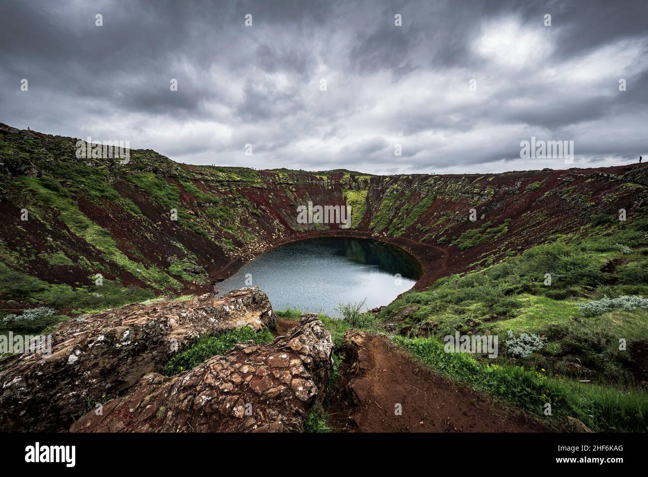 Cratere, lago, KeriÃ°, cratere Kerid, Klausturholar, Islanda Foto Stock