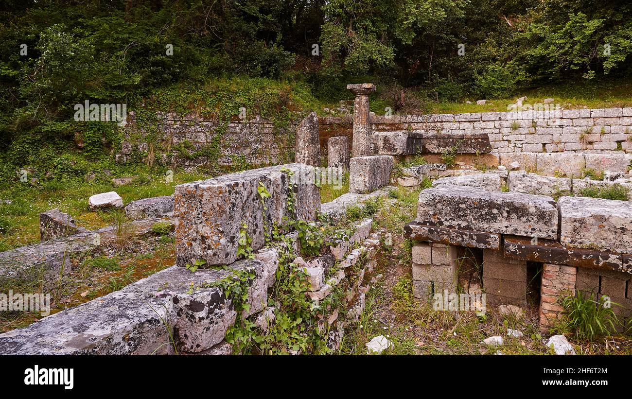 Grecia, Isole greche, Isole IONIE, Corfù, Corfù, Parco von Repos, sito antico, Ireo, resti del tempio Foto Stock
